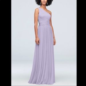 One-Shoulder Mesh Bridesmaid Dress